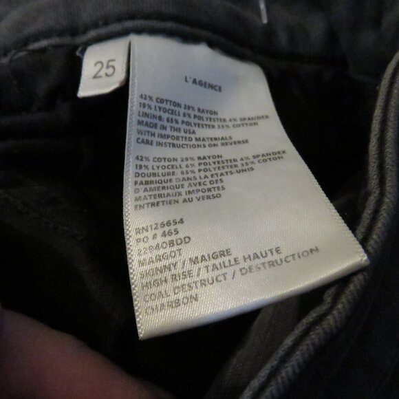 L'AGENCE High-Rise Margot Skinny Jeans in Zinc Destruct Distressed - Size 25 - Picture 16 of 16